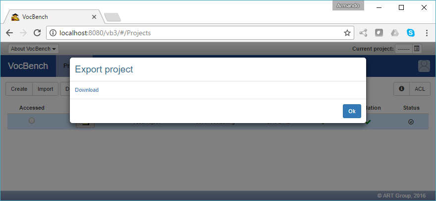 Export a Project menu
