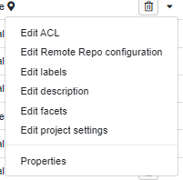 Projects context menu