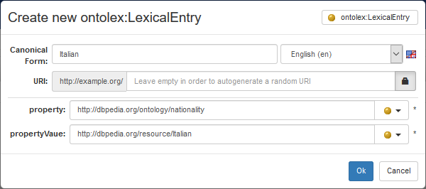 Custom form for an Intersective Object Property Adjective