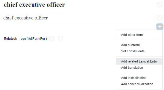 Lexicographer view: add related Lexical Entry