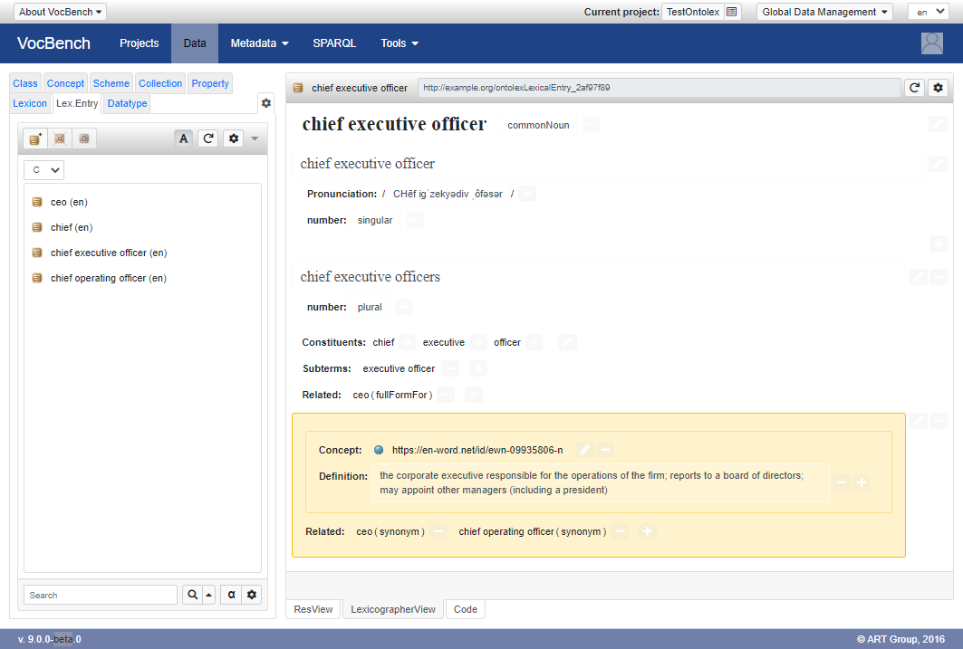 Lexicographer view