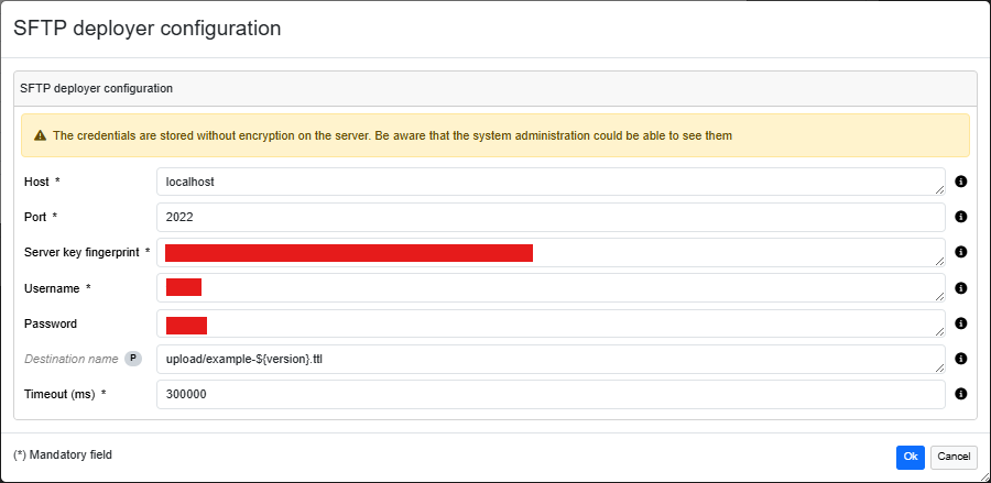 SFTP Deployer configuration with parameters
