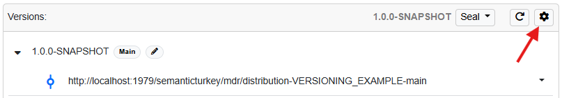 Versions gear button