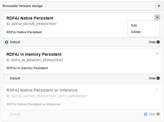 Versions storage configuration management