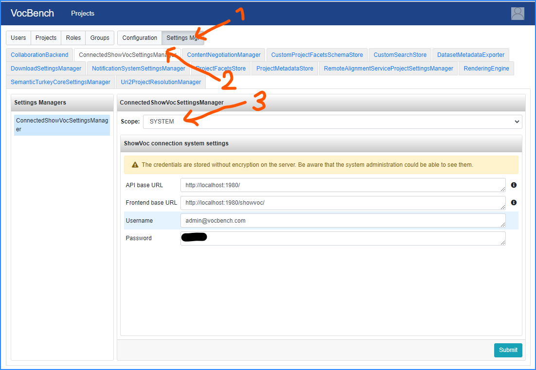 VocBench ShowVoc Connection Settings